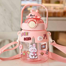 Cute Cartoon Straw Children's Water Cup (Option: Pink-Style A)