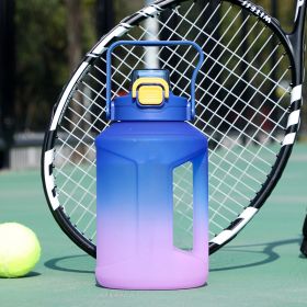 Large Capacity Straw Cup Gradient Plastic Water Bottle (Option: Gradient blue cover-2.4L)