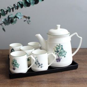 Nordic Green Plant Ceramic Kettle Set (Option: Style2)