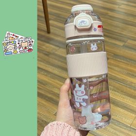 Portable Portable Large Capacity Portable Plastic Cup (Option: Pink 720ml-With Matching Stickers)