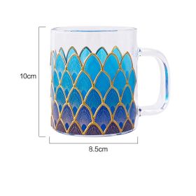 Creative Personality Glass Heat-resistant Fish Scale Shape Mug (Option: Ocean Color)