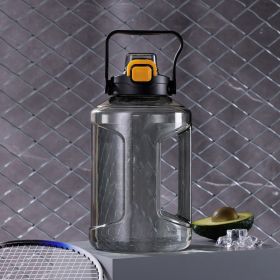 Large Capacity Straw Cup Gradient Plastic Water Bottle (Option: Transparent black-2.4L)