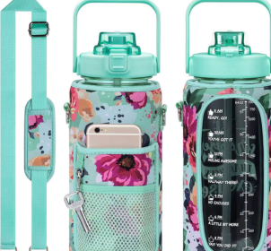 Outdoor Portable Travel With Scale Transparent Water Bottle Cup Set (Option: Green-Cup Cover-2000ML)