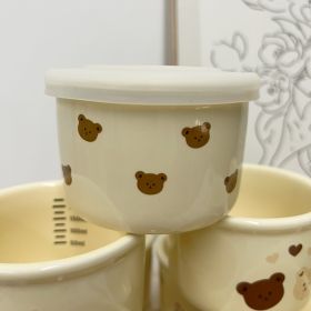 Children's Tableware Ceramic Bowl Fresh-keeping Sealing Band Scale (Option: Yellow Full Printed Squirrel)