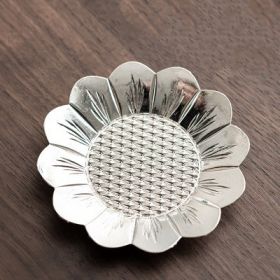 Alloy Tea Cup Insulation Coaster Accessories (Option: Sunflower coaster silver white)