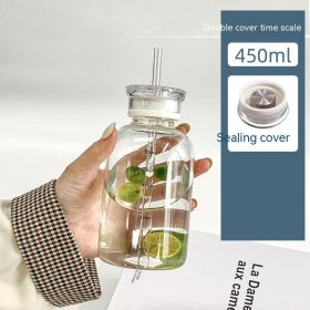 Portable Borosilicate Double Lid Glass (Option: 450ml Transparent 78 Tube-350to750ml)