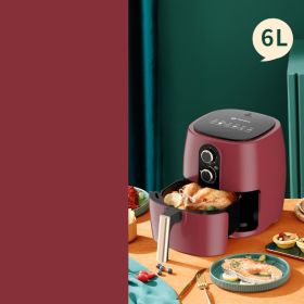 Household Intelligent Multi-function Oil-free Large-capacity Air Fryer (Option: Red-6L-CN)