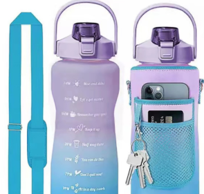 Outdoor Portable Travel With Scale Transparent Water Bottle Cup Set (Option: Purple-Cup Cover-2000ML)