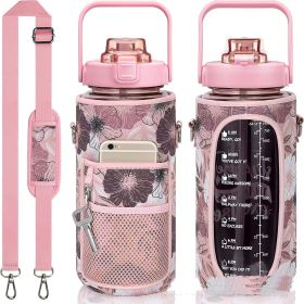 Outdoor Portable Travel With Scale Transparent Water Bottle Cup Set (Option: Wheat Color-Cup Cover-2000ML)