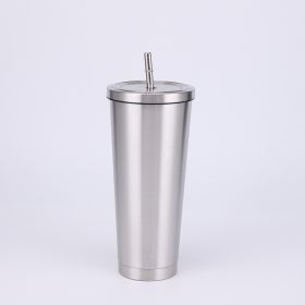 Stainless Steel Large-capacity Straw Insulation Cup (Option: Steel-750ML)