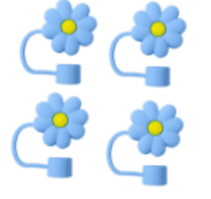 Colorful 4pcs Silicone Straw Covers Cap Set Flower Design For 10mm Straws (Option: Blue-4pcs)