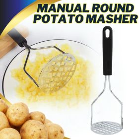 Stainless Steel Handle Potato Masher & Ricer Mash Potatoes Vegetables Tool (Color: Silver)